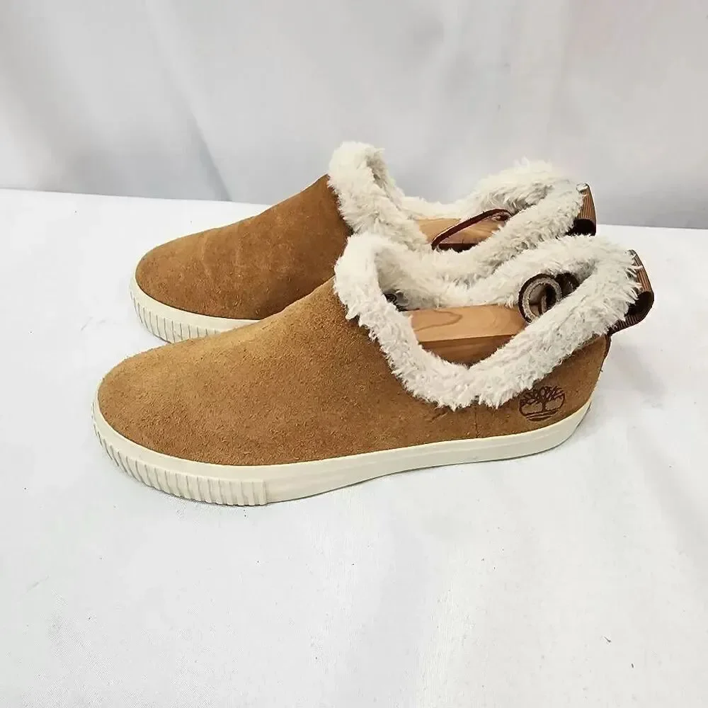 Timberland Skyla Bay Slip-On Faux Fur Lined - Women's Size 7 Cognac Sneakers Sho